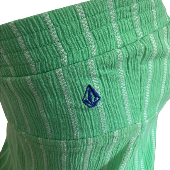 EUC Volcom Green with White Stripes Strapless Mini Dress with Pockets Size XS - Picture 4 of 8